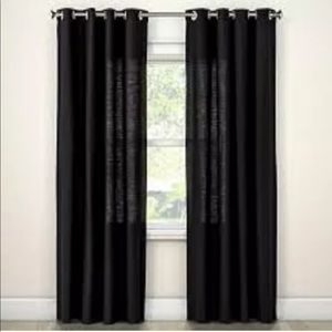 2-Threshold Ebony (Black) Curtain Panel 54"x95"New